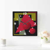 Horloge Carrée Peinture Abstraite, formes géométriques (Maison)