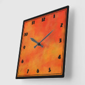 Horloge Carrée Peinture Abstraite moderne en orange (Angle)