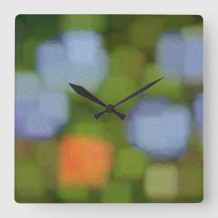 Horloge Carrée Peinture Abstraite multicolore