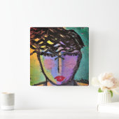 Horloge Carrée Peinture Abstraite originale (Maison)