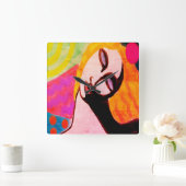 Horloge Carrée Peinture Abstraite originale (Maison)