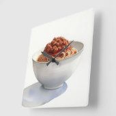 Horloge Carrée Peinture aquarelle de Spaghetti (Angle)