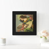 Horloge Carrée Peinture d'ange avec mandoline  (Maison)