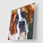 Horloge Carrée Peinture de chien de St Bernard (Angle)