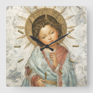 Horloge Carrée Peinture du jeune sauveur Jésus