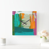 Horloge Carrée Peinture Multicolore De La Liberté D'Expression (Maison)