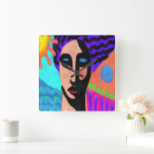 Horloge Carrée Peinture numérique Abstraite (Maison)