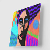 Horloge Carrée Peinture numérique Abstraite (Angle)