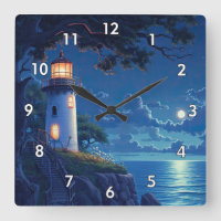 Peinture numérique d'un phare au clair de lune