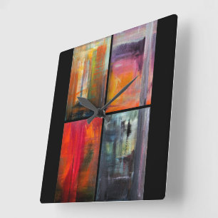 Horloge Carrée Peinture Saisons par Alfred Fox