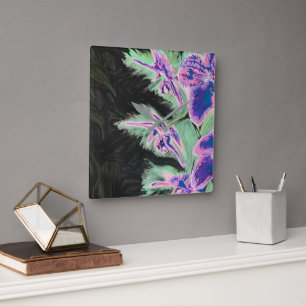 Horloge Carrée Peinture sur une orchidée tropicale
