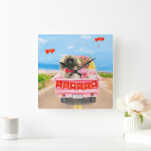 Horloge Carrée Pekingese Chien Saint Valentin Coeurs de Camion (Maison)