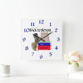 Horloge Carrée Pekingese Retour à l'horloge de l'école (Maison)