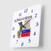 Horloge Carrée Pekingese Retour à l'horloge de l'école (Angle)