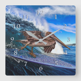 HORLOGE CARRÉE PELICAN BARREL RIDER SURFER