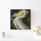 Horloge Carrée Pélican blanc américain, les oiseaux d'Amérique d' (Maison)