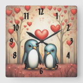 Horloge Carrée Penguin Love 3 (Recto)