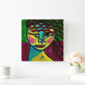 Horloge Carrée Penser l'art Abstrait original (Maison)