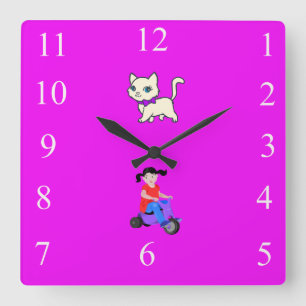 Horloge Carrée Pépinière pour filles