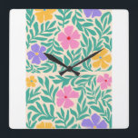 Horloge Carrée Per clocks logo flawrs<br><div class="desc">Per clocks logo les fleurs</div>