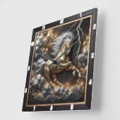 Horloge Carrée Percheron Horse Design : Or Personnalisé, Temps Mé (Angle)