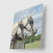 Horloge Carrée Percheron horses (Angle)