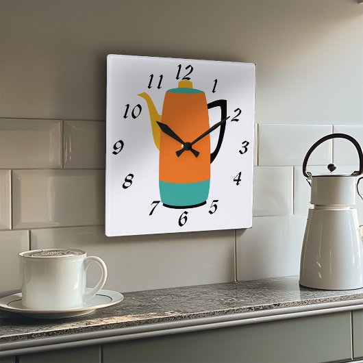 Horloge Carrée Percolateur de café rétro