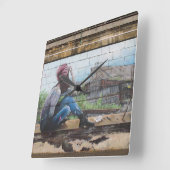 Horloge Carrée Perdu Dans Les Réflexions Sur Les Graffitis D'Enfa (Angle)