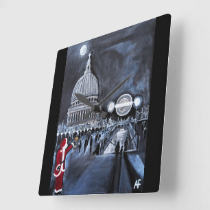 Horloge Carrée Père Noël à Londres Peinture d'Alfred Fox