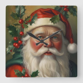 Horloge Carrée Père Noël avec gui (Recto)