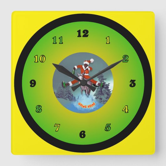 Horloge Carrée Père Noël de Yaawd (Recto)