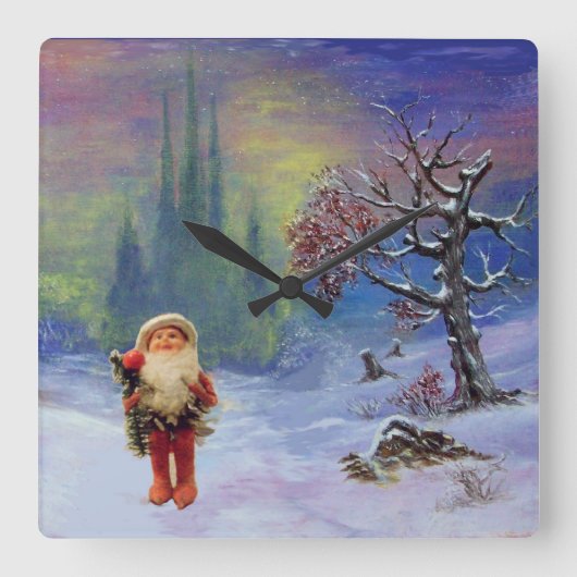 HORLOGE CARRÉE PÈRE NOËL DES GNOMES (Recto)