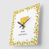 Horloge Carrée Père Noël Nacho avec chips (Angle)