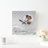 Horloge Carrée Perles et Satin  (Maison)