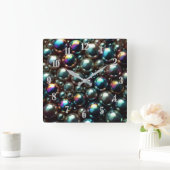 Horloge Carrée Perles noires (Maison)