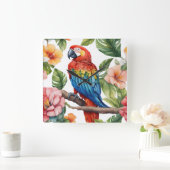 Horloge Carrée Perroquet (Maison)