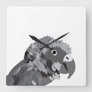 Horloge Carrée Perroquet Gris Africain Oiseau