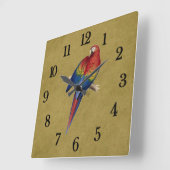 Horloge Carrée Perroquet tropical (Angle)