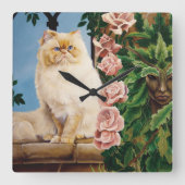 Horloge Carrée Perse Chat Rose Dryad (Recto)