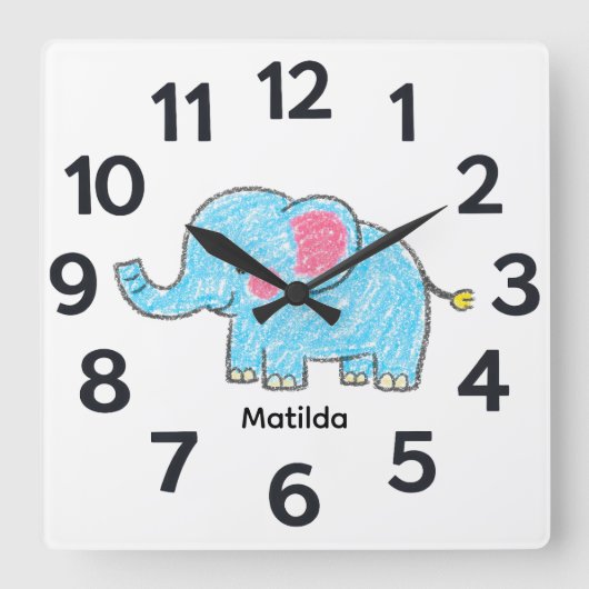 Horloge Carrée Personalised Child's Wall Clock (Recto)