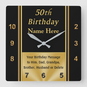 Horloge Carrée Personalized, 50th Birthday Presents for Him
