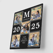 Horloge Carrée Personalized Graduate Monogram Photo Collage (Angle)