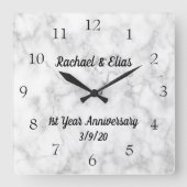 Horloge Carrée Personalized Marble Anniversary Wedding (Recto)