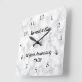 Horloge Carrée Personalized Marble Anniversary Wedding (Angle)