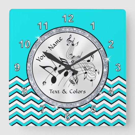 Horloge Carrée Personalized Music Note Toxits, Music Note Clock (Recto)