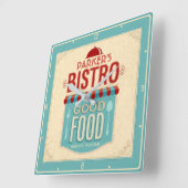 Horloge Carrée PERSONALIZED NAME Shabby Chic French Bistro Cafe (Angle)