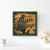Horloge Carrée PERSONALIZED NOM Caribbean Dark Rum Bar Lounge (Maison)