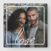 Horloge Carrée Personalized Photo and Text Photo Collage (Recto)