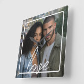 Horloge Carrée Personalized Photo and Text Photo Collage (Angle)