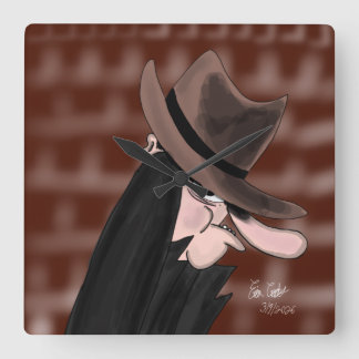 Horloge Carrée Personnage de dessin animé méchant sournois